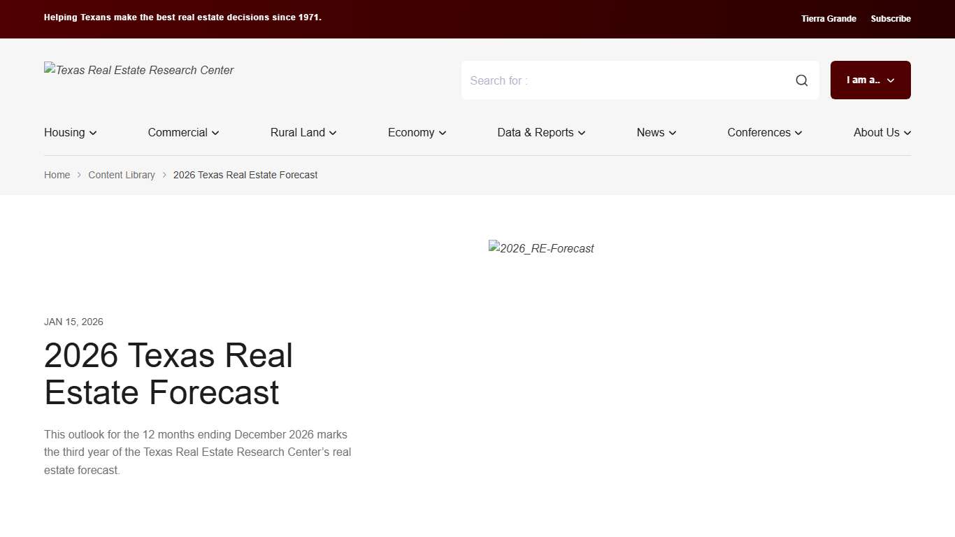 2026 Texas Real Estate Forecast Texas Real Estate Research Center