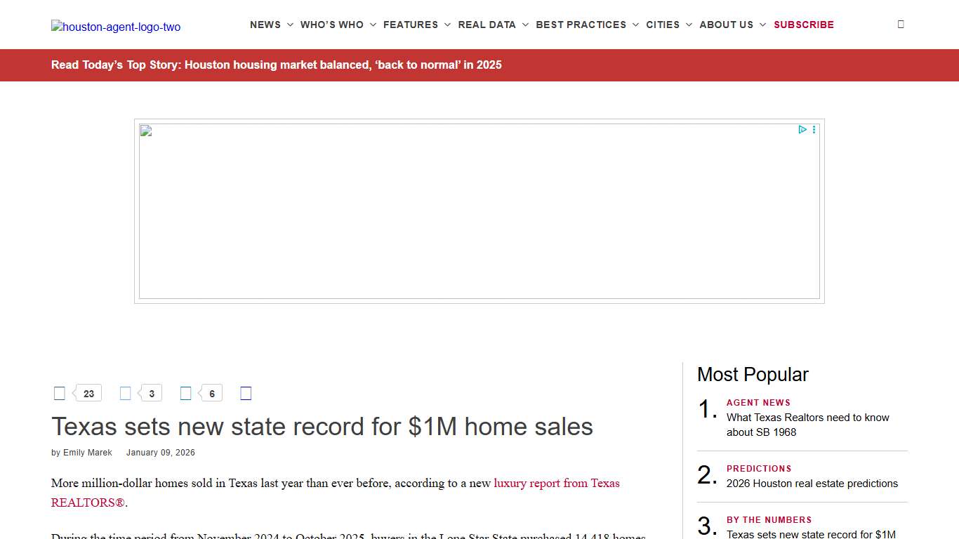 Texas sets new state record for $1M home sales - Houston Agent Magazine