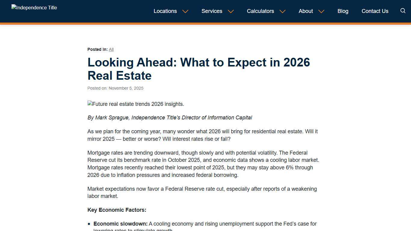 Texas Real Estate Outlook 2026: Economic Trends, Interest Rates, and Market Forecast by Mark Sprague Independence Title