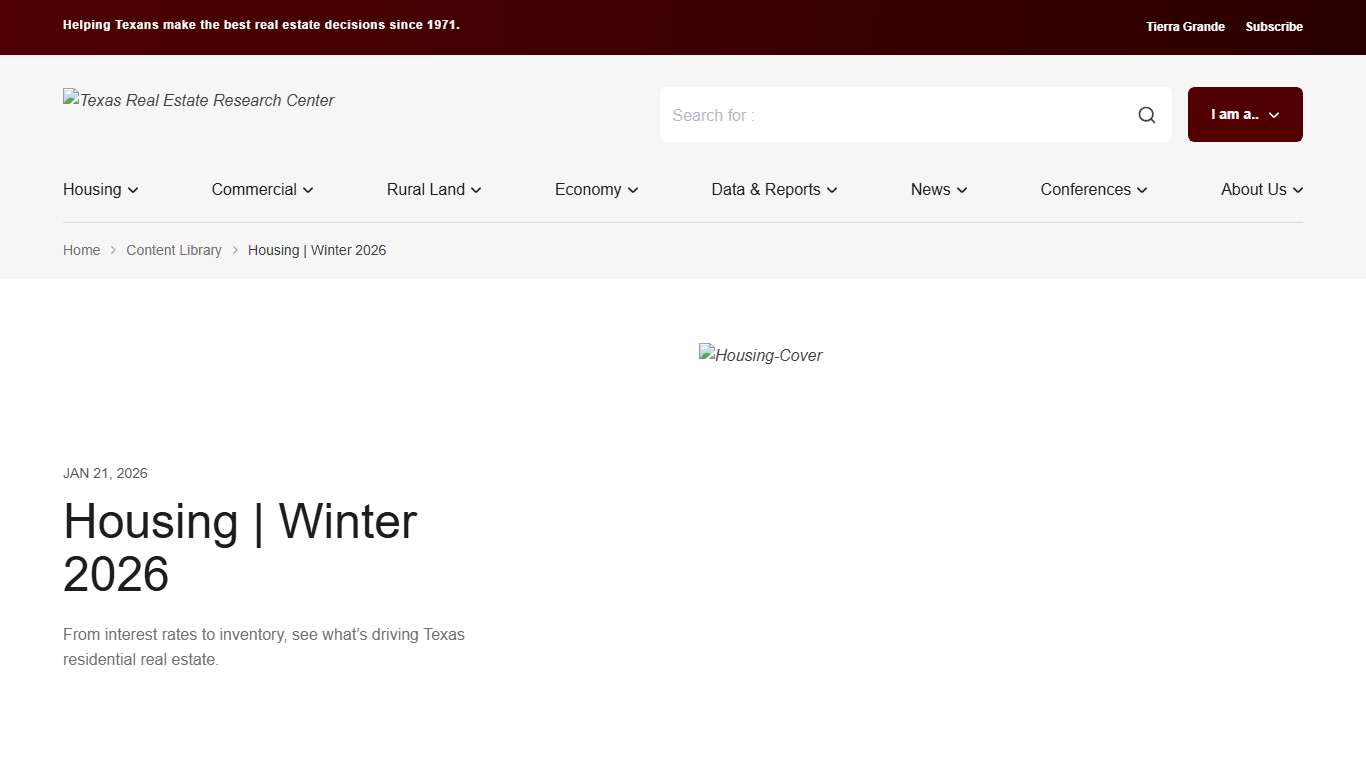 Housing Winter 2026 Texas Real Estate Research Center